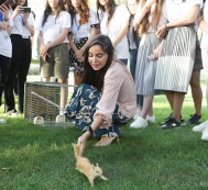 Squirrels are released into the green area in the ADA University’s campus within the framework of the project “City Ecology” 