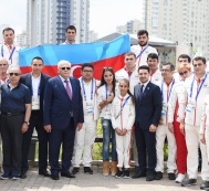 Состоялась встреча с принимающими участие во II Европейских играх азербайджанскими спортсменами