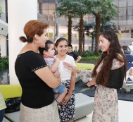 Vice-president of the Heydar Aliyev Foundation Leyla Aliyeva meets children being treated in Bona Dea International Hospital with the support of the Heydar Aliyev Foundation