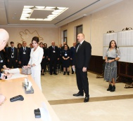 President Ilham Aliyev and family members vote at Polling Station No.6 
