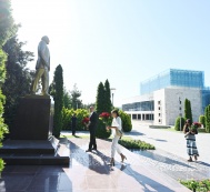 Президент Ильхам Алиев и первая леди Мехрибан Алиева прибыли в Габалинский район