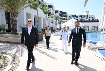 President Ilham Aliyev and First Lady Mehriban Aliyeva attended inauguration of LANDAU School and “The Grand” apart hotel at Sea Breeze Resort