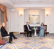 Vice-President of the Heydar Aliyev Foundation Leyla Aliyeva meets with Ales Musar, Spouse of the Slovenian President, in New York