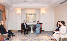 Vice-President of the Heydar Aliyev Foundation Leyla Aliyeva meets with Ales Musar, Spouse of the Slovenian President, in New York