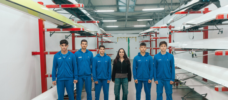 Leyla Əliyeva Mingəçevirdə yerləşən avarçəkmə bazasında idmançılarla görüşüb