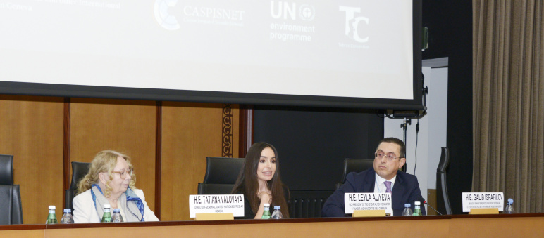 Leyla Əliyevanın iştirakı ilə Cenevrədə Xəzər dənizinin ekoloji problemləri müzakirə olunub