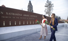 Leyla Əliyeva və Alena Əliyeva Gəncə Memorial Kompleksini və Milli Qəhrəman Natiq Qasımovun ailəsini ziyarət ediblər