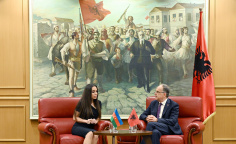 Leyla Əliyeva Tiranada Albaniya Prezidenti Bayram Beqay ilə görüşüb