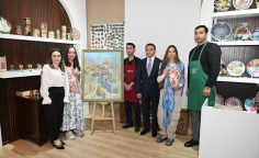 Leyla Əliyeva və Arzu Əliyeva Şəkidə “ABAD” Keramika və Tətbiqi Sənət Mərkəzi ilə tanış olublar