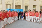  President Ilham Aliyev and First Lady Mehriban Aliyeva meet sportsmen that will represent Azerbaijan at the First European Games  