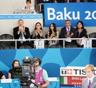 Президент Ильхам Алиев и члены его семьи в рамках первых Европейских игр наблюдали соревнования по карате