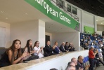  President Ilham Aliyev and family members watch the competition of Paralympic judo fighters in the framework of the 1st European Games
