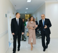 President Ilham Aliyev and family members attend the inauguration of the Child Rehabilitation Centre in Baku after reconstruction