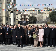 Президент Ильхам Алиев и члены его семьи приняли участие в общенародном веселье по случаю Новруз байрамы