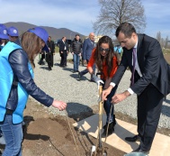 Leyla Aliyeva participates in the laying out of orchards for low-income families in Ismailli 