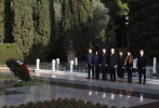 President Ilham Aliyev and family members pay a visit to the grave of national leader Heydar Aliyev